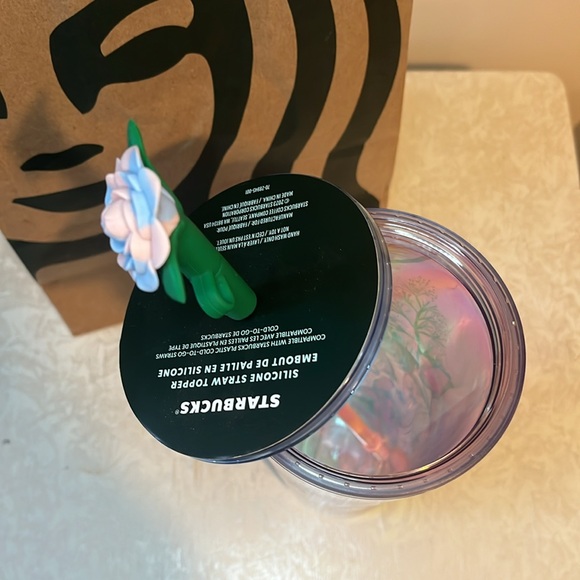 NEW Starbucks Rose Silicon Straw Topper Winter 2023 Floral Tumbler - Picture 3 of 8